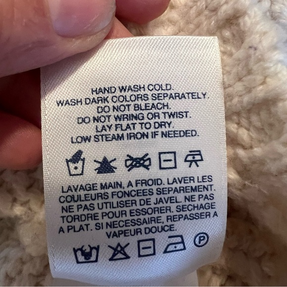 Lands' End Wool Blend Mock Neck Floral Chunky Knit Sweater Granny Size Small - Picture 9 of 12